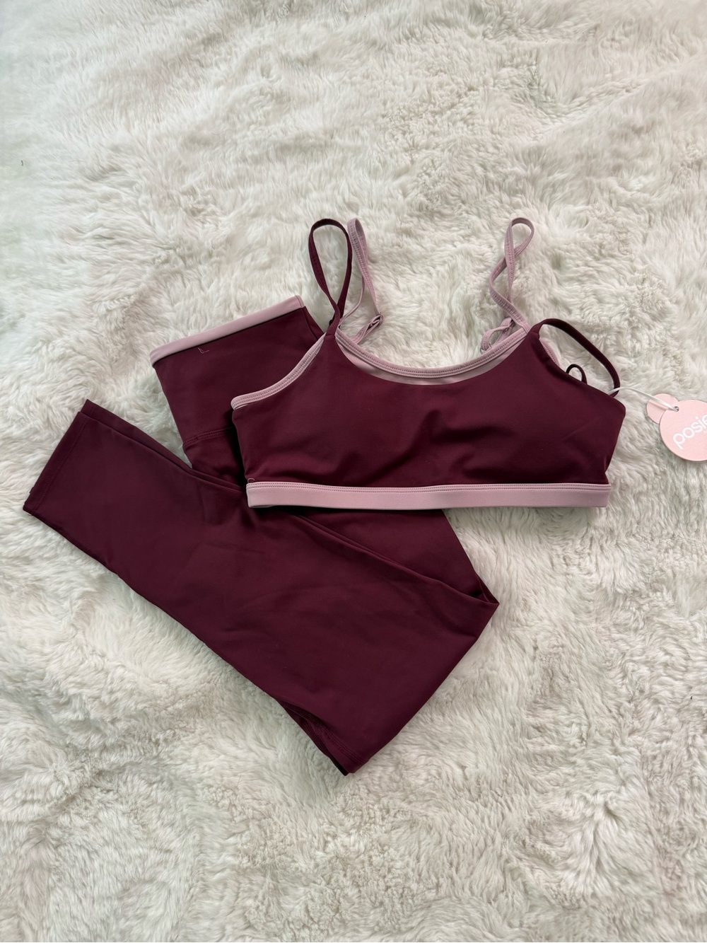 Posie Active Burgundy & Mauve Double Layered Workout Set